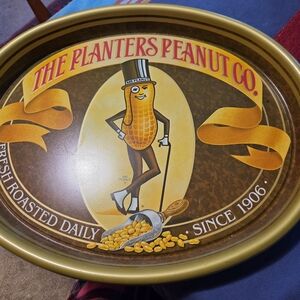 Vintage Mr. Peanut Serving Tray - Brown And Gold Graphics